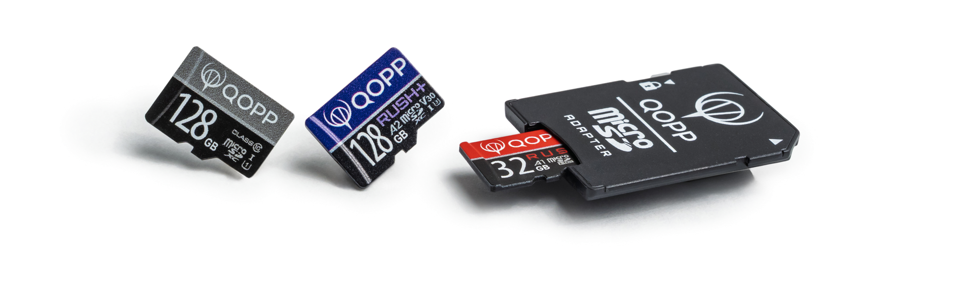 Карты памяти QOPP: microSD BASE, RUSH+ и RUSH с адаптером SD