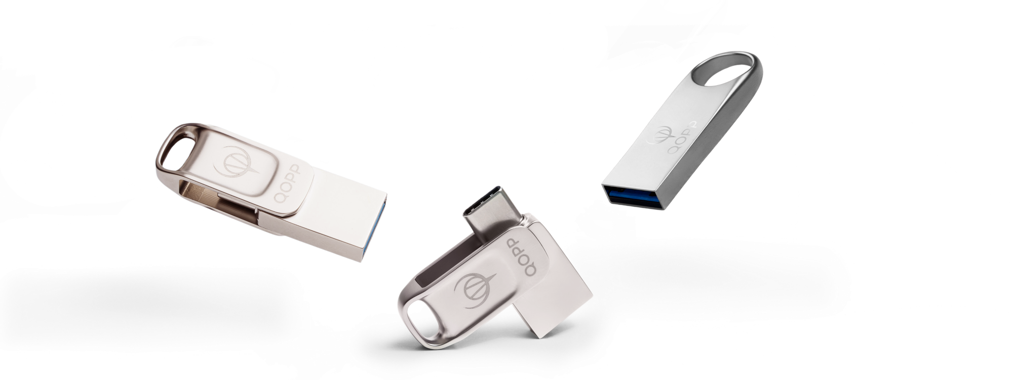 Флеш-накопители QOPP: металлические USB-A с кольцом и двусторонний с Type-C